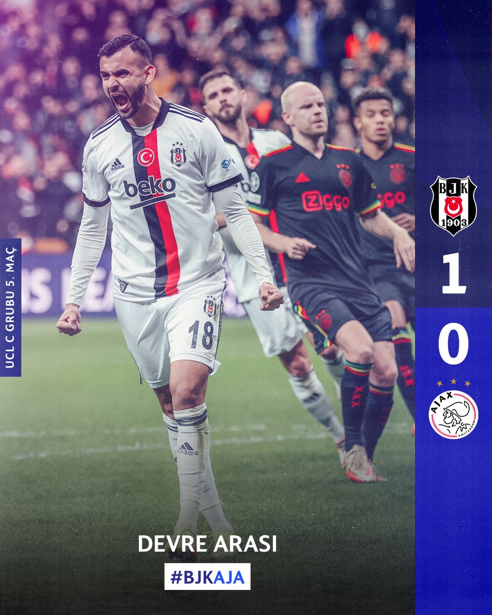 Beşiktaş Park'ta ilk yarıyı 1-0 önde tamamladık.

#UCL | #BJKAJA