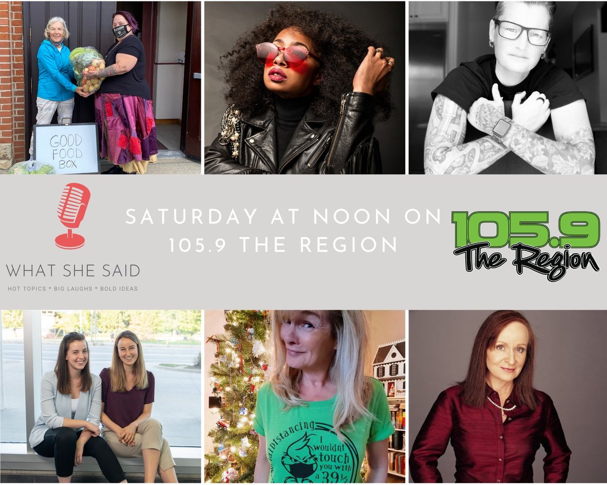 1059TheRegion's tweet photo. Today @ noon on @WhatSheSaidTalk: #KeishaSimpson on the #AsSheIs challenge; @annebrodie on the new #Beatles documentary; Dr. Sally Palmer on the importance of volunteer work in her life; @melissapateras2 on laundry #TikTok stardom; @MelanieDurrant on her new song #OneInAMillion https://t.co/DSiBfF1cWi
