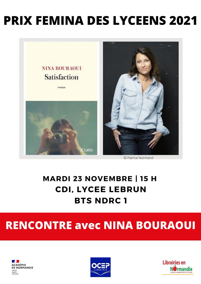 PoignantV's tweet photo. #prixfeminadeslyceens 2021 : une inoubliable rencontre avec @NinaBouraoui , son éditrice et la classe de #BTS NDRC1 du #lyceelebrun. Un échange passionnant sur l'écriture, la littérature et la construction de soi...
@editionsLattes #placemedia #coutances @evblochdano https://t.co/avaayuhCJ7