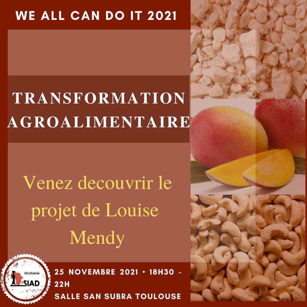 L'unité de transformation alimentaire est le projet de Louise Mendy au Sénégal. Elle aura besoin de tout votre soutien ce soir là, alors venez nombreux.se.s lui donner de la force à notre évènement We All Can Do It  le 25 novembre 2021?18h306 22h à la salle San Subra.