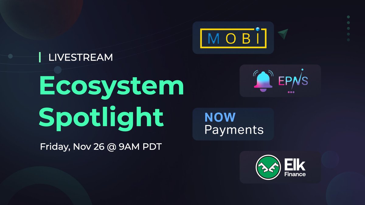Meet the innovators building the future on IoTeX during our Ecosystem Spotlight! 🌎

This Friday @ 9am PDT, join us LIVE with @EPNSproject <a href="/NOWPayments_io/">NOWPayments</a> <a href="/elk_finance/">Elk Finance</a> + an exclusive interview with MOBI <a href="/dltMOBI/">MOBI</a> Working Group Lead @rrajbh.

➡️ RSVP: youtube.com/watch?v=71qVx5… $IOTX