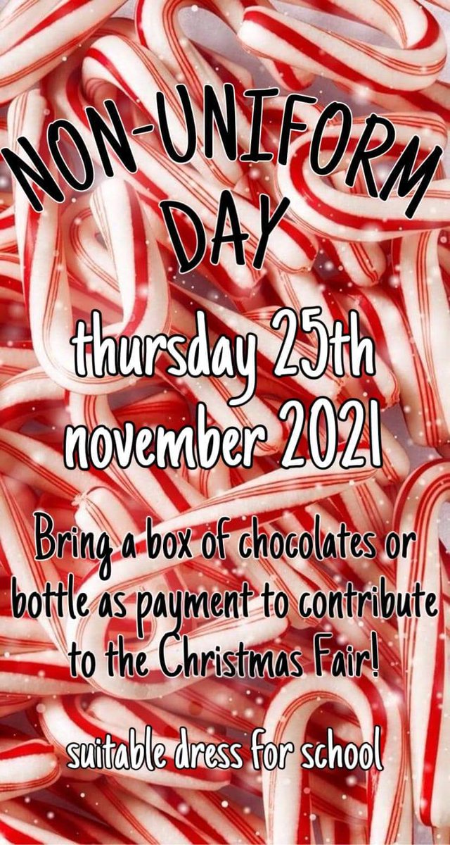 DavenantFS's tweet photo. Non-uniform day tomorrow. Don't forget your chocs or bottle for Saturday's tómbolas. #supportourpta #bringchocolate https://t.co/28tPHGqs1c