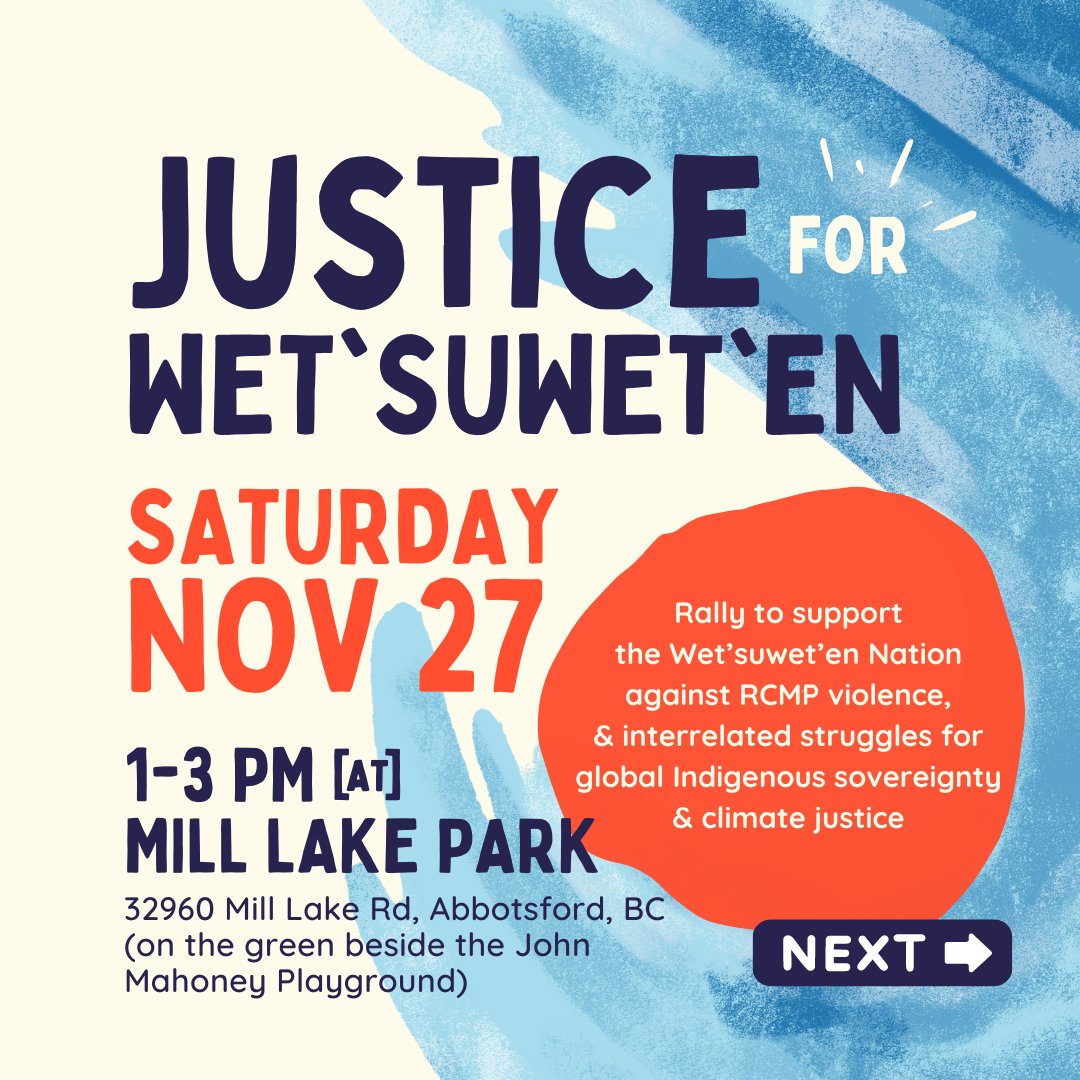 ChilliwackFree's tweet photo. #AllOutForWedzinKwa rally in Abbotsford this Saturday, November 27th!
This event is to bring attention to RCMP violence against the Wet'suwet'en Nation, and to highlight global Indigenous solidarity. https://t.co/vSXE2DXFfx