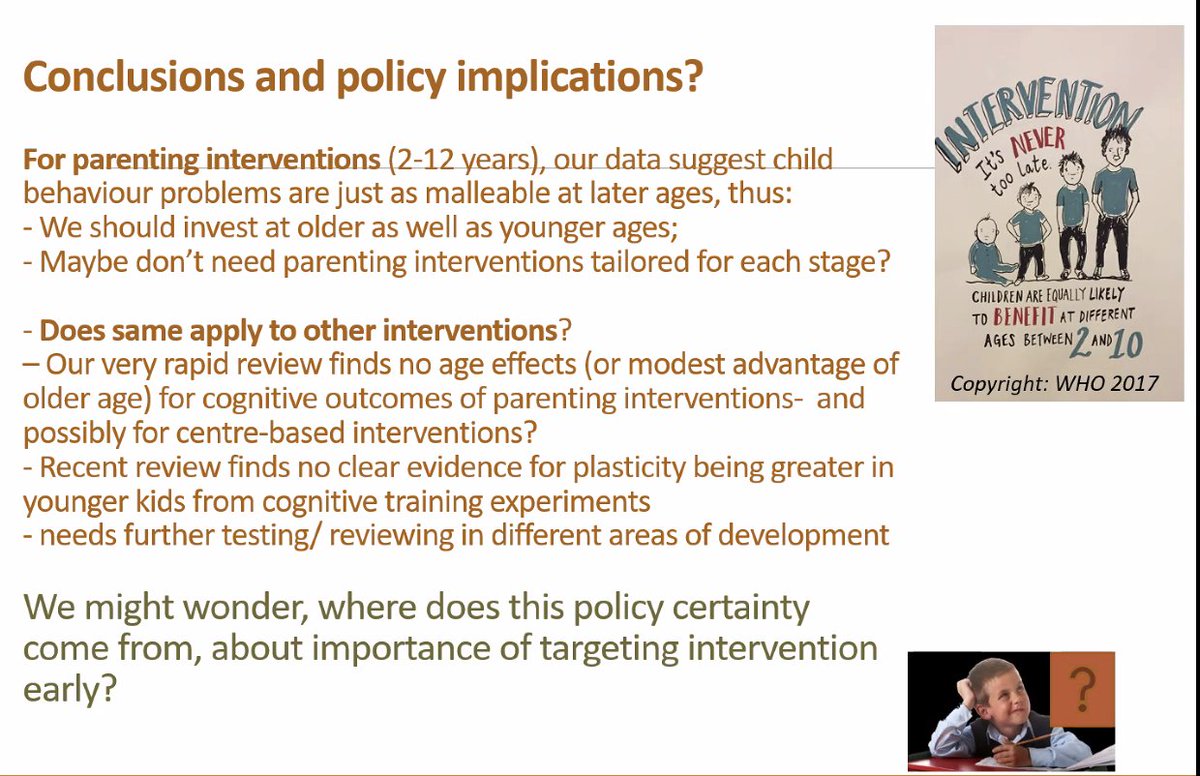 LIVE TWEET: Exciting to see <a href="/francesgardner1/">frances gardner</a> challenging entrenched beliefs about when it might be 'too late' to intervene with a parenting intervention. Such important work! So great to have @ally_mackey (U Penn) in the crowd as well, as her work is closely related.