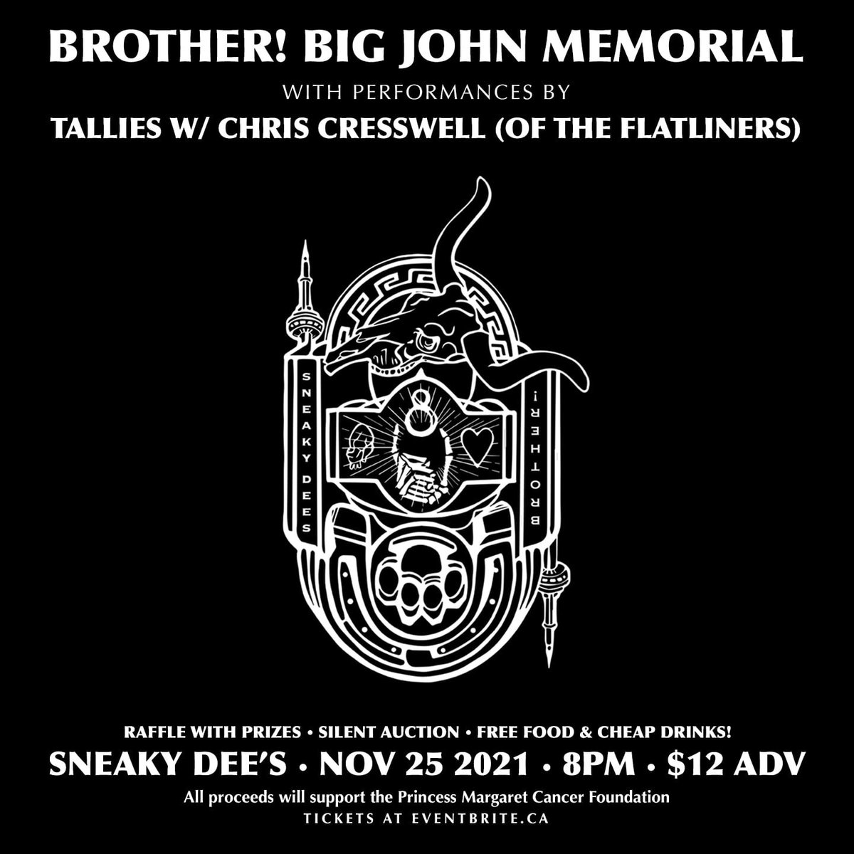 Sneaky Dees (@thesneakydees) on Twitter photo TOMORROW: Don't miss Brother! Big John Memorial at <a href="/thesneakydees/">Sneaky Dees</a> - Doors at 8pm.
All proceeds will support the Princess Margaret Cancer Foundation.
Get tickets here:
bit.ly/Brother2021Sne… TOMORROW: Don't miss Brother! Big John Memorial at <a href="/thesneakydees/">Sneaky Dees</a> - Doors at 8pm.
All proceeds will support the Princess Margaret Cancer Foundation.
Get tickets here:
bit.ly/Brother2021Sne…