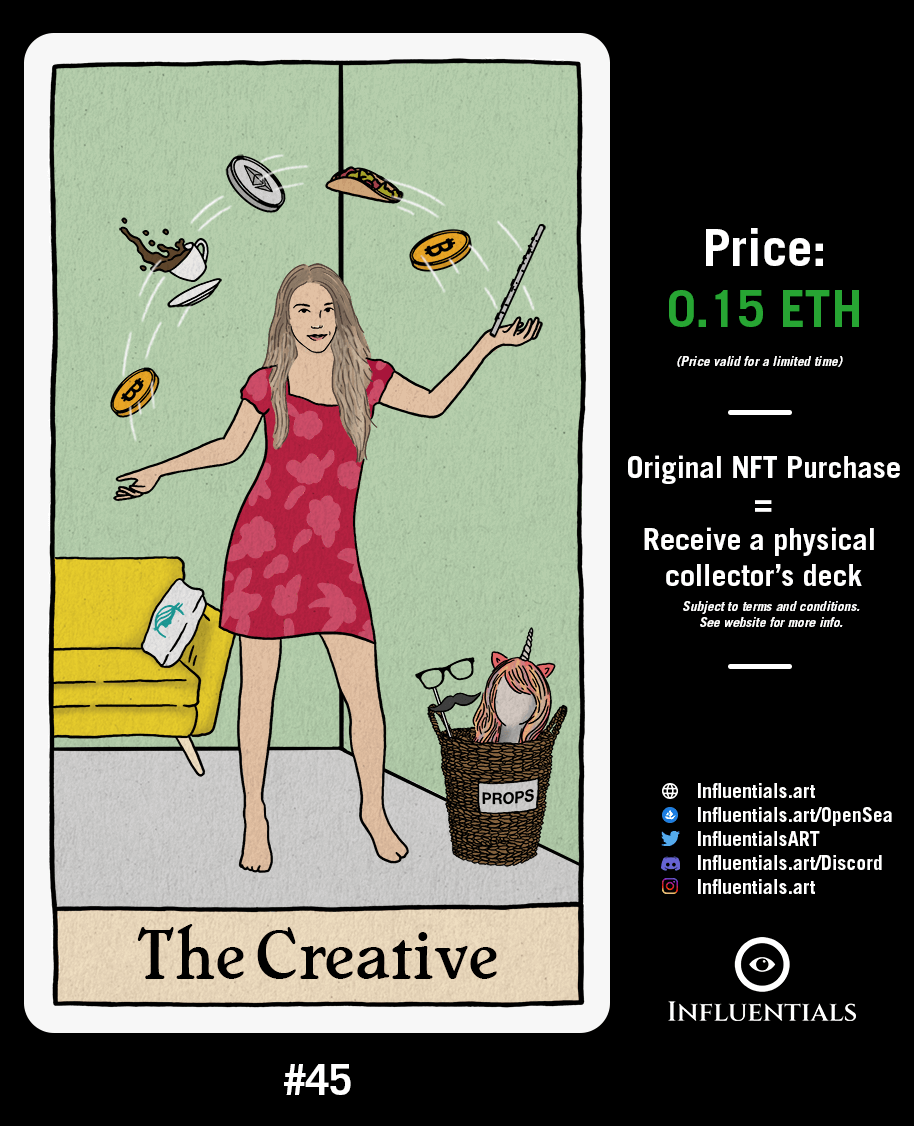 InfluentialsART's tweet photo. The Creative = always creating fun (and educational) content. 

Follow Lea on Twitter: @girlgone_crypto (or on her Youtube channel)

#NFT #girlgonecrypto #NFTs #CryptoTarot #Influentials https://t.co/3aTeSHIgAp