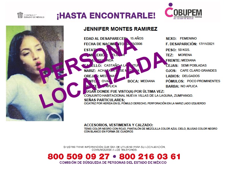 FiscaliaEdomex's tweet photo. La #FiscalíaEdoméx informa la localización de las siguientes personas reportadas como desaparecidas en diversos municipios de la entidad. Agradecemos el apoyo brindado para la difusión de estos boletines del programa #AlertaAmberEdoméx y #OdiseaEdoméx. https://t.co/2Fimq3eX7l