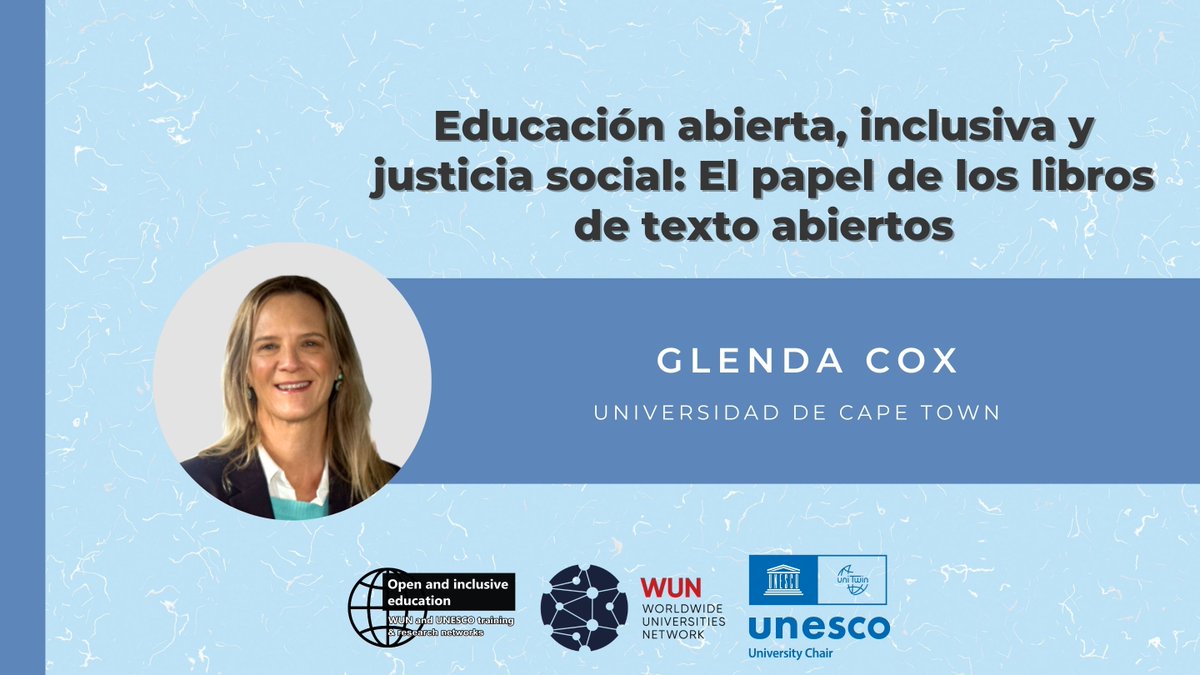 Muchas gracias por haber asistido al webinar 'El papel de los libros abiertos' de <a href="/Glencox/">Glenda Cox</a>  . Te compartimos el link en caso de que lo quieras ver de nuevo: youtu.be/pmYTaUb4218 @WUNetwork <a href="/Unesco/">UNESCO 🏛️ #Education #Sciences #Culture 🇺🇳</a> #OpenEd #EducacionAbierta #EducacionInclusiva