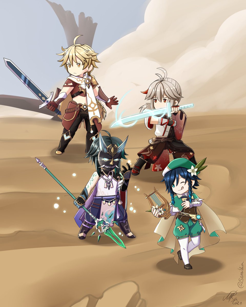 How is your Unite &amp; Fight going? Here is my NM150 team in Granblue Fantasy~ 

🍃4NEMO 🍃

#aether #Kazuha #XIAO #venti