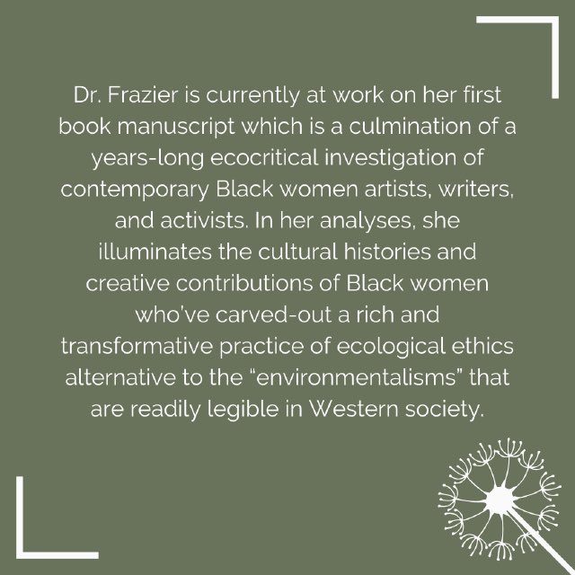 We are THRILLED to announce our second plenary panelist for DOPE12 - Dr. @Amazon_Scholar! Dr. Frazier is a Black feminist ecocritic—writing, researching, and teaching at the intersection of Black feminist theory and environmental thought.