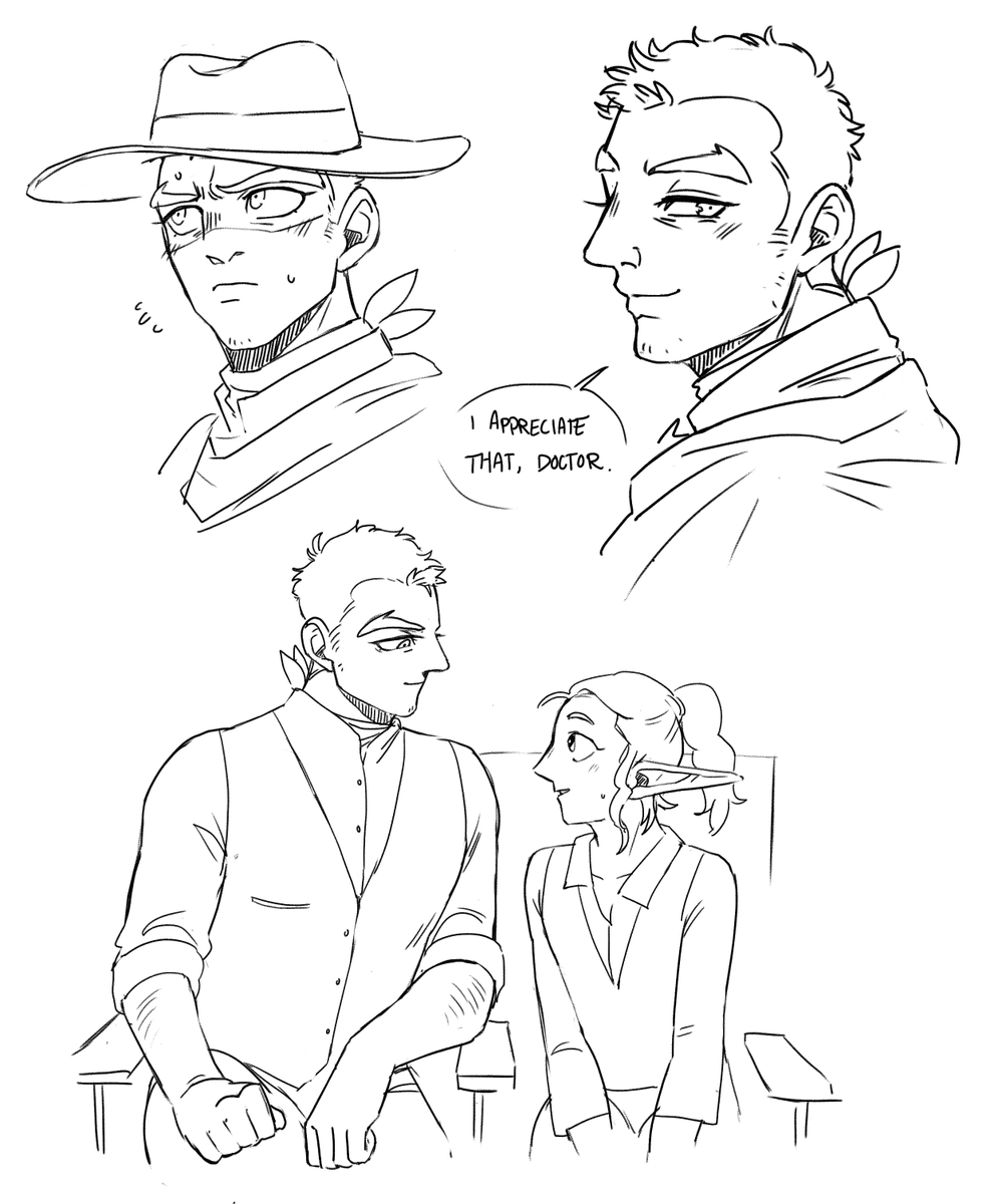 just some sketches; zaph was being very nice this session. perhaps he's entered his kind era? also he's dressed as a cowboy https://t.co/XNqZdnzoDE 