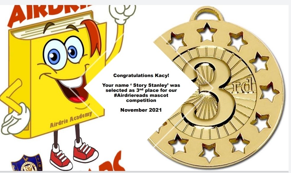 Huge congratulations to the winners of our book 📖 mascot naming competition who were presented with certificates and prizes today. Pictured are s3 superstars Natalia, Abigail and Jamie #determination #ambition <a href="/AirdrieAcademy/">AirdrieAcademy</a> ⭐⭐⭐