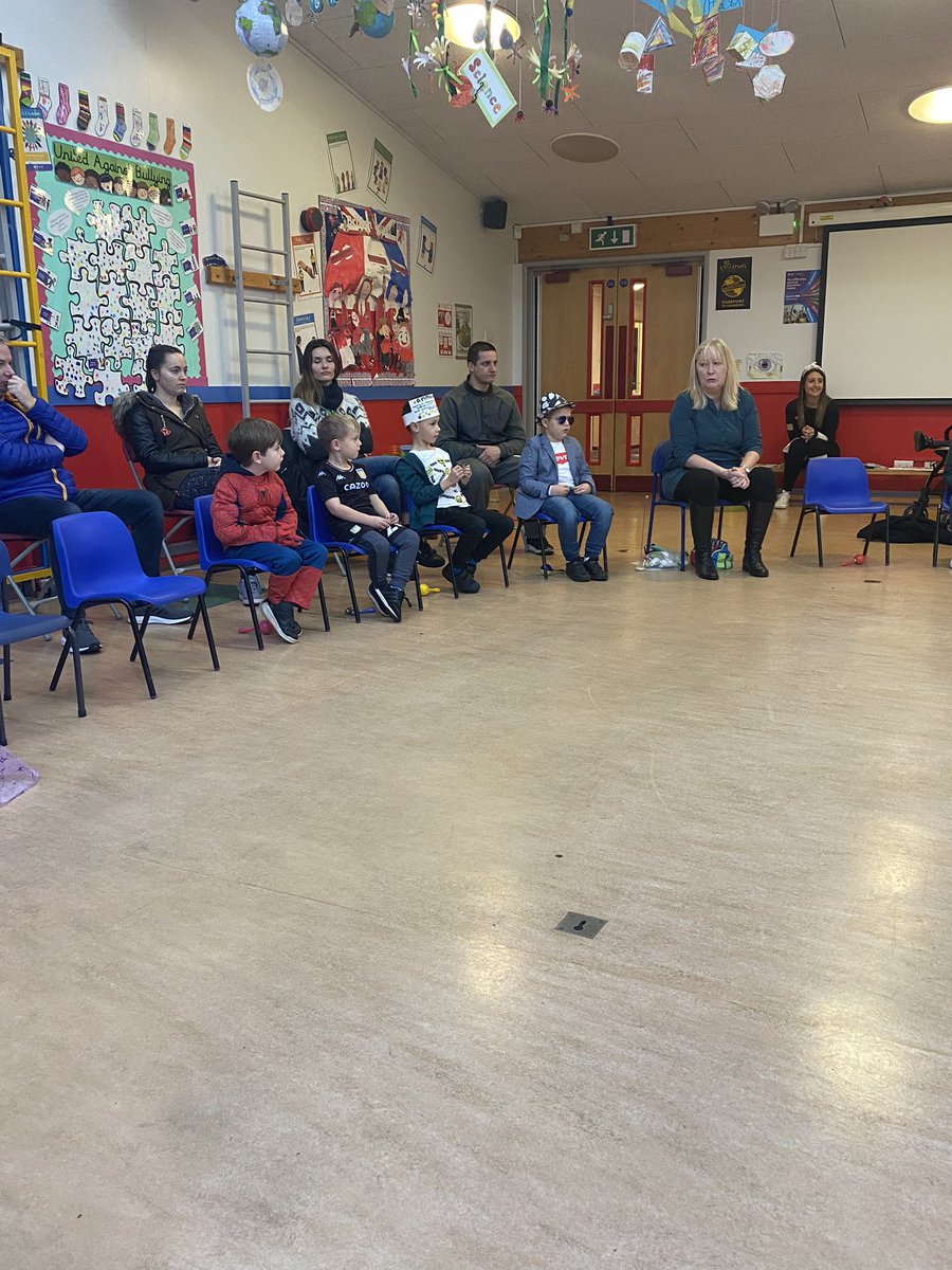 SarahMorrisSLT's tweet photo. Great to see so many parents turn up  to watch their children participate in whole class listening games this morning. Very proud of the children’s progress over the last six weeks!  #NoPensDayWednesday @LizzieSpooner2 @teachchildren2 https://t.co/LEVraQXBVf