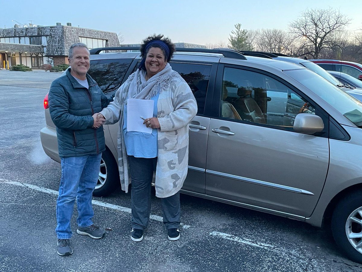 Owner Tim Streid with Pastor Irene of the Southside Community Center. Tim and his wife Julie were thrilled to donate the family van they no longer need to a local family of six. Tim and Julie hope the van will be a blessing to the family and provide many years of reliable service