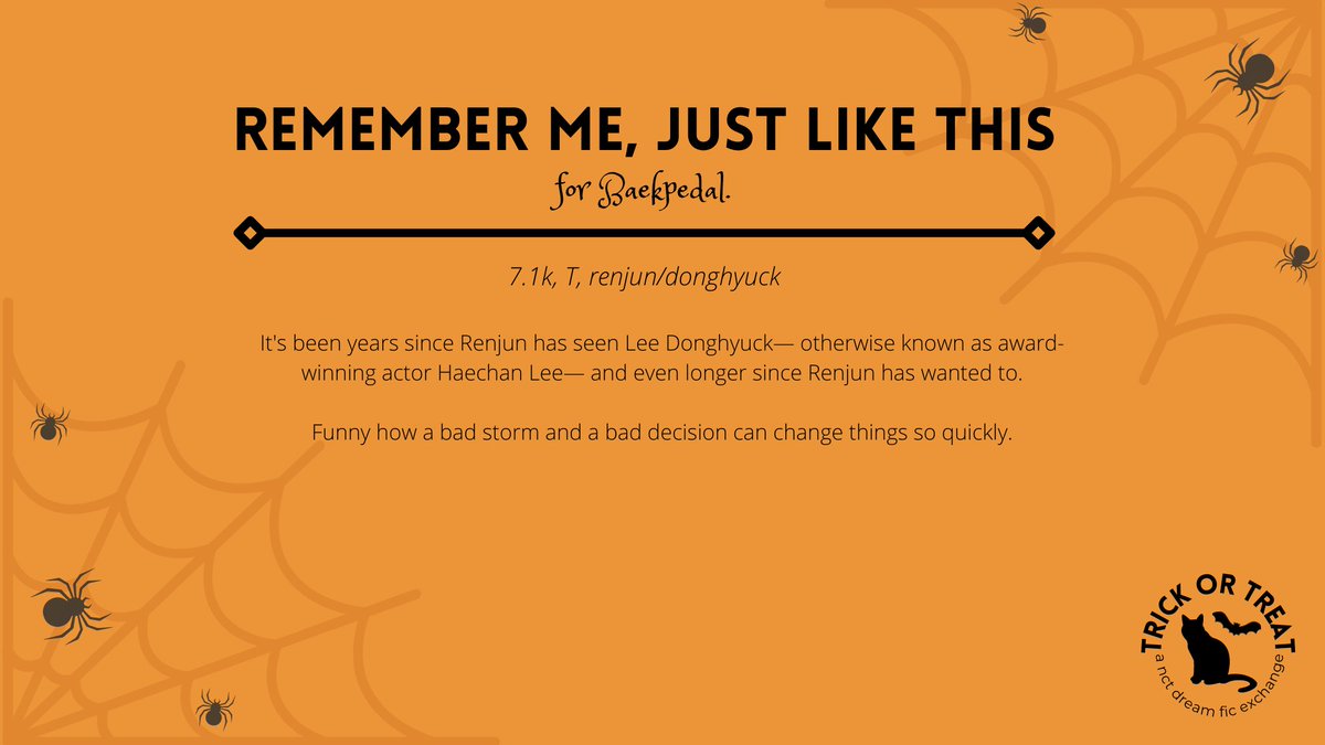 remember me, just like this
★ for Baekpedal
★ renjun/donghyuck
★ 7.1k
archiveofourown.org/works/34448131