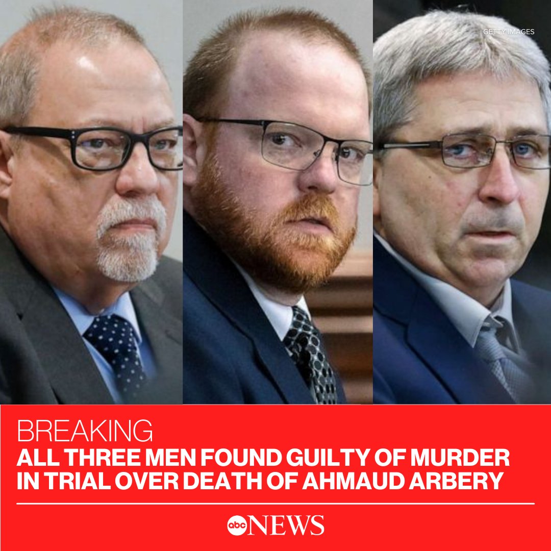 BREAKING: A Georgia jury has convicted three white men of murder in the death of Ahmaud Arbery. abcn.ws/3DKIXcZ