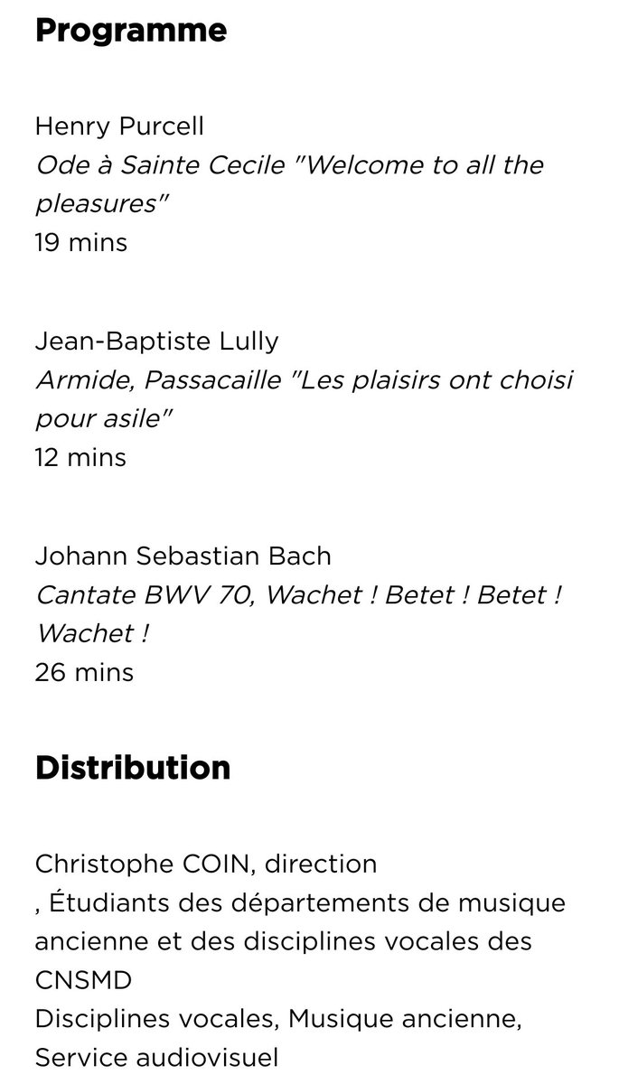 #ConcertSurSol #48

Pré-concert archi-complet pour le partenariat Lyon-Paris des deux CNSM, véhicule baroque.

Christophe Coin faisait remarquer qu'il fallait jouer LULLY même sans l'instrumentarium adéquat (pas de flûtes, pas de famille de violons, et une contrebasse en sus!).🖤