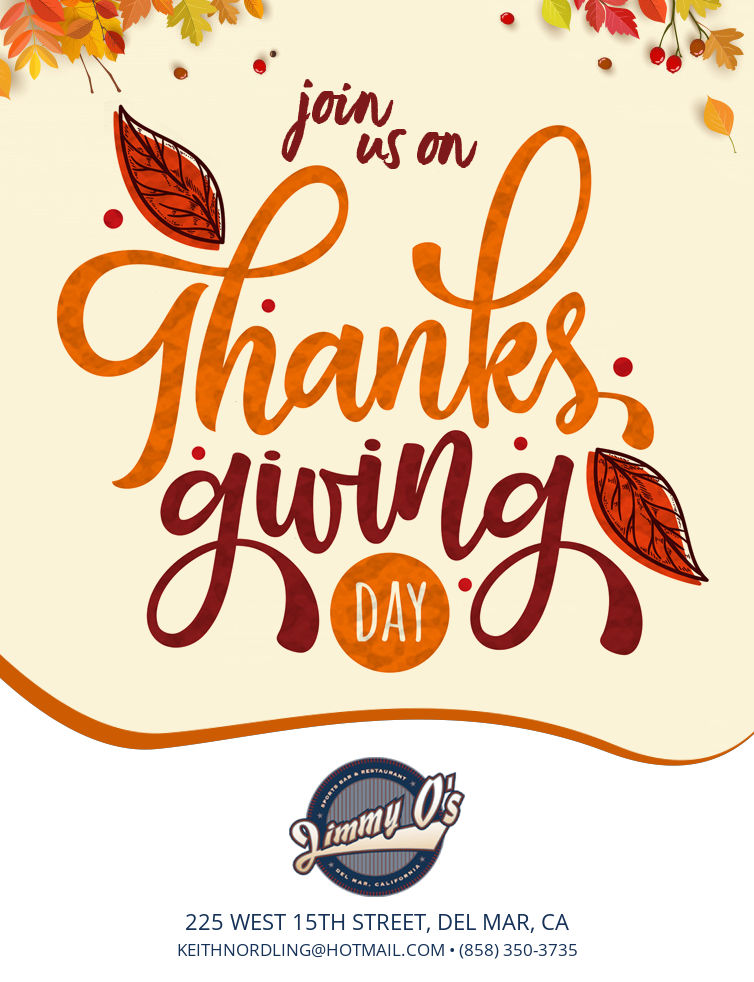 Bring your friends and family by on Thanksgiving Day for a celebratory feast!