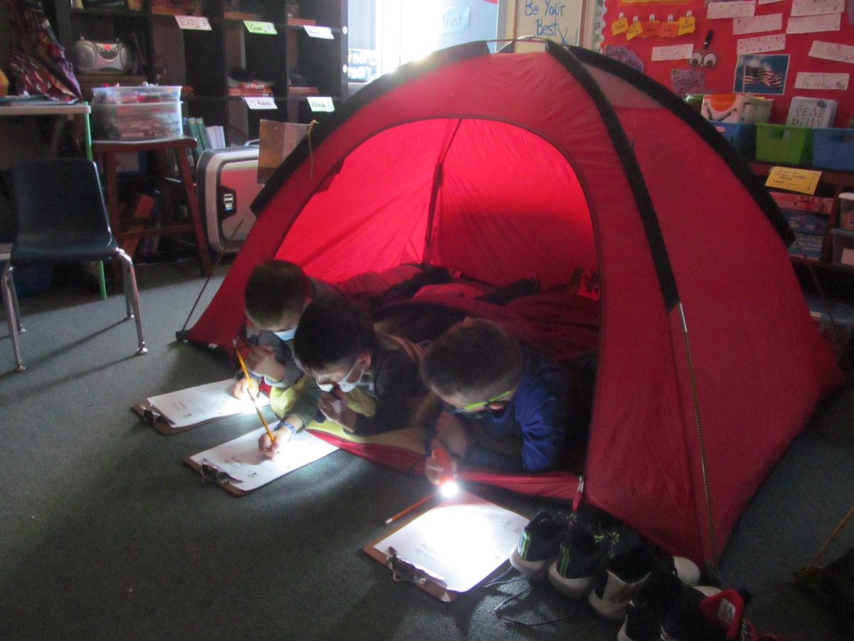 BethHalterman's tweet photo. Math, Reading, Writing, and ANY kind of work are better done in a tentโบ๏ธ with a flashlight๐ฆ! #ResLearnLeadSucceed #GameOnLearning https://t.co/7hqMObCWMJ