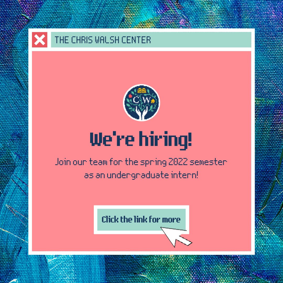 cwalshcenter's tweet photo. Join our team for the spring 2022 semester as an undergraduate intern! Click the link for more info on the job's requirements and duties: https://t.co/mHyy3OCLdP https://t.co/FaOPXKtGyi