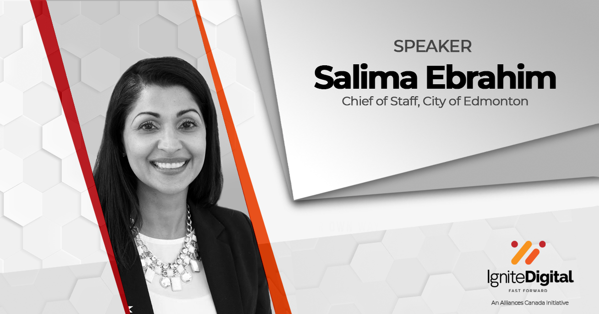 igniteconf1's tweet photo. Salima Ebrahim is the Chief to the City Manager and previous Branch Manager of External and Intergovernmental Relations at the City of Edmonton.

We are excited to have Salima at #ignitedigital2021

Tickets are now live and can be purchased at https://t.co/r9WyqWuwma https://t.co/endRgcmd3C