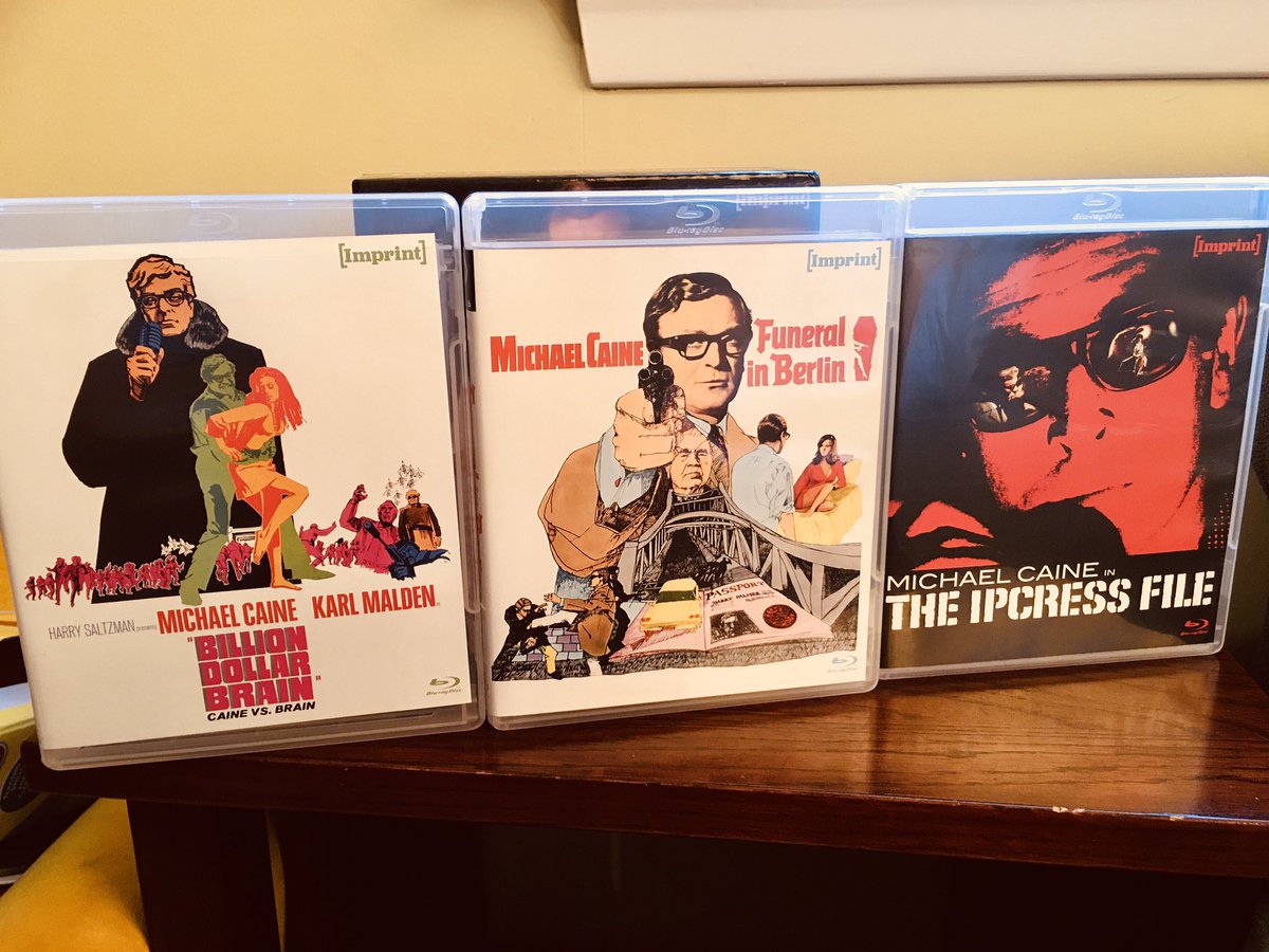 The Harry Palmer collection from @imprint_films 

Fantastic set

#TheIcpressFile 
#FuneralInBerlin 
#BillionDollarBrain 

#MichealCaine 
#NigelGreen
#GuyDoleman
#GordonJackson
 #KarlMalden