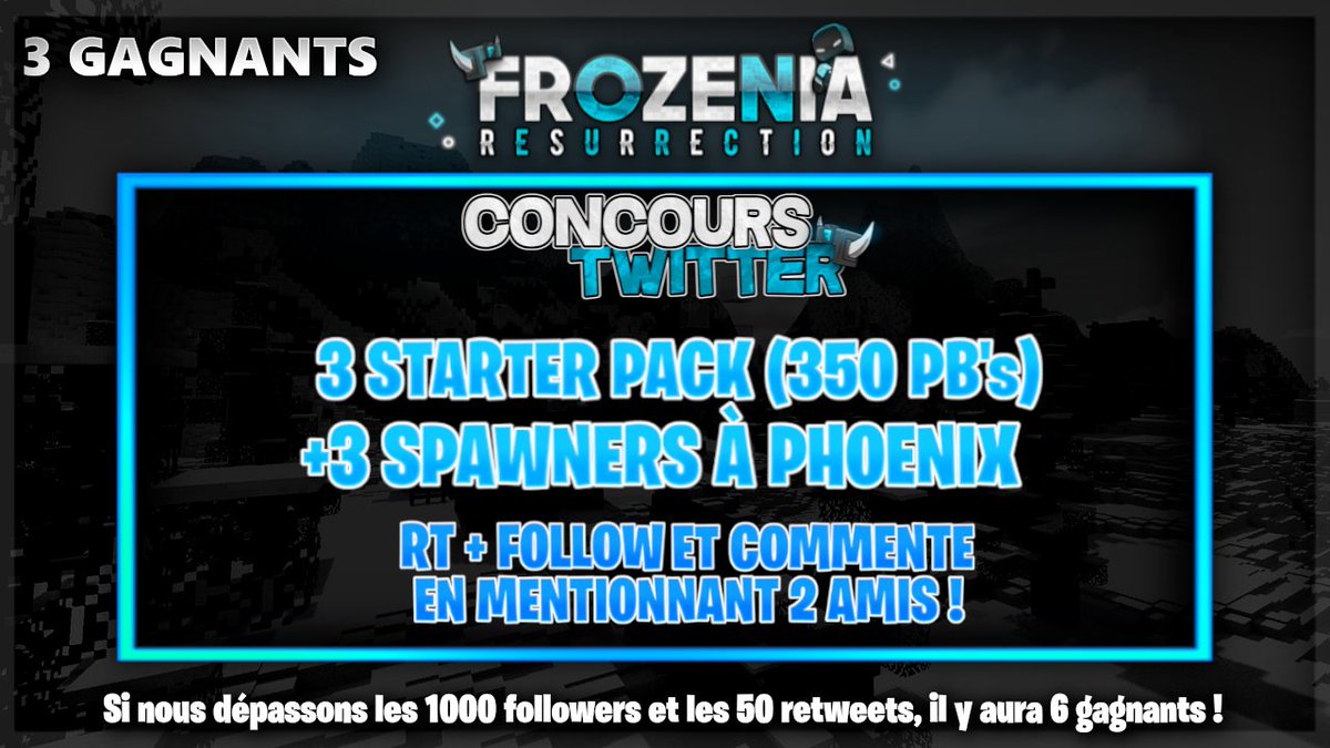 FrozeniaOff's tweet photo. Le concours Twitter débute sur FroZenia 🚀

Conditions :
➔ Follow @FrozeniaOff
➔ Like ce Post.
➔ Retweet ce Post.
➔ Mentionner 2 de vos amis.

Les résultats du concours se feront le 05/12 🥇
Bonne Chance à tous ! https://t.co/gLxkbiHDr7