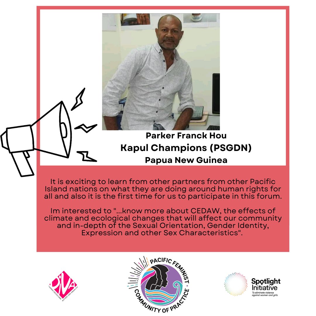 pacfemcop's tweet photo. Kapul Champions is PNG's national organization for men who have sex with men (MSM) and transgender people (TG).
They will be part of the 1st regional #Freeskool session today that includes over 90 feminists & #WHRDs from 20 Pacific orgs, hosted by
@diva4equality
#PacFemCOP https://t.co/dTMmUiH59F