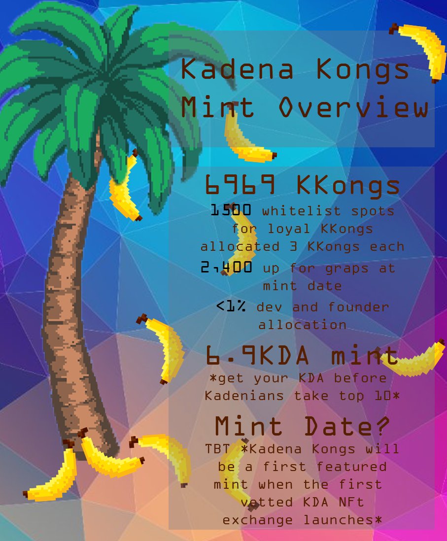 KadenaKongs's tweet photo. 🍌THIS IS GONNA BE BANANS MY FRIENDS🍌  DAO structure and Overall Roadmap coming soon ;).  For you loyal KKongs, give this a retweet, send a screenshot of your retweet in the twitter-xp channel on discord and we will gift you 500xp 🙊 https://t.co/9vtcs9gsud