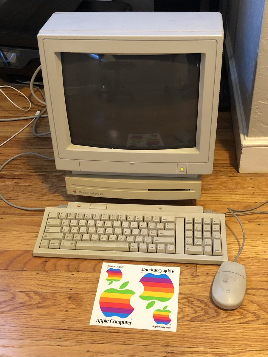 christophe_slv's tweet photo. Last minute Thanksgiving project: trying to restore this Macintosh Performa 450 I just found in the street. At least I got some nice vintage Apple stickers. https://t.co/IG2dmaSP8r