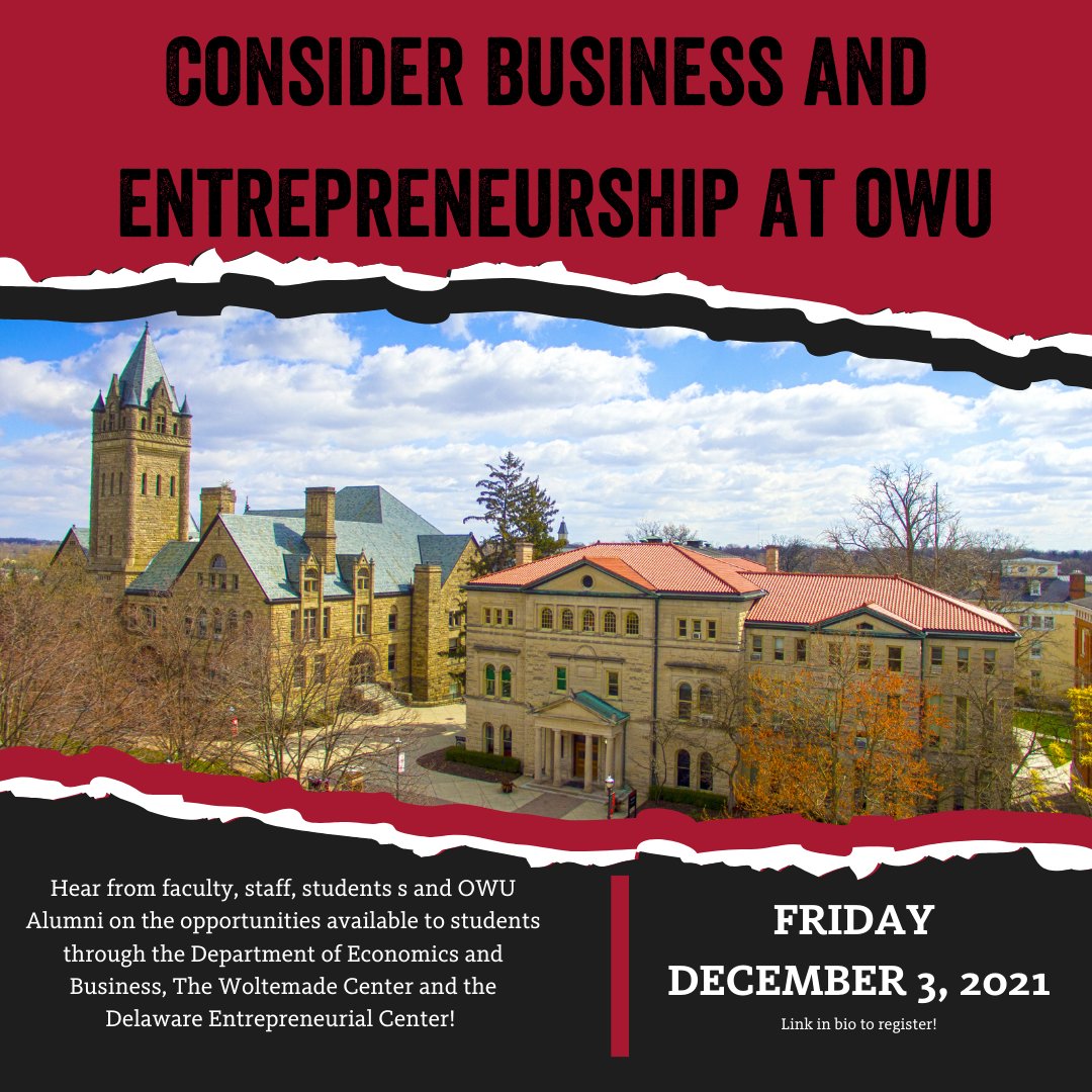 REGISTER NOW‼

Are you interested in majoring or minoring in Business or Economics? Join us for this half day program and learn about all the opportunities available to students at OWU! 

owu.edu/admission/visi…