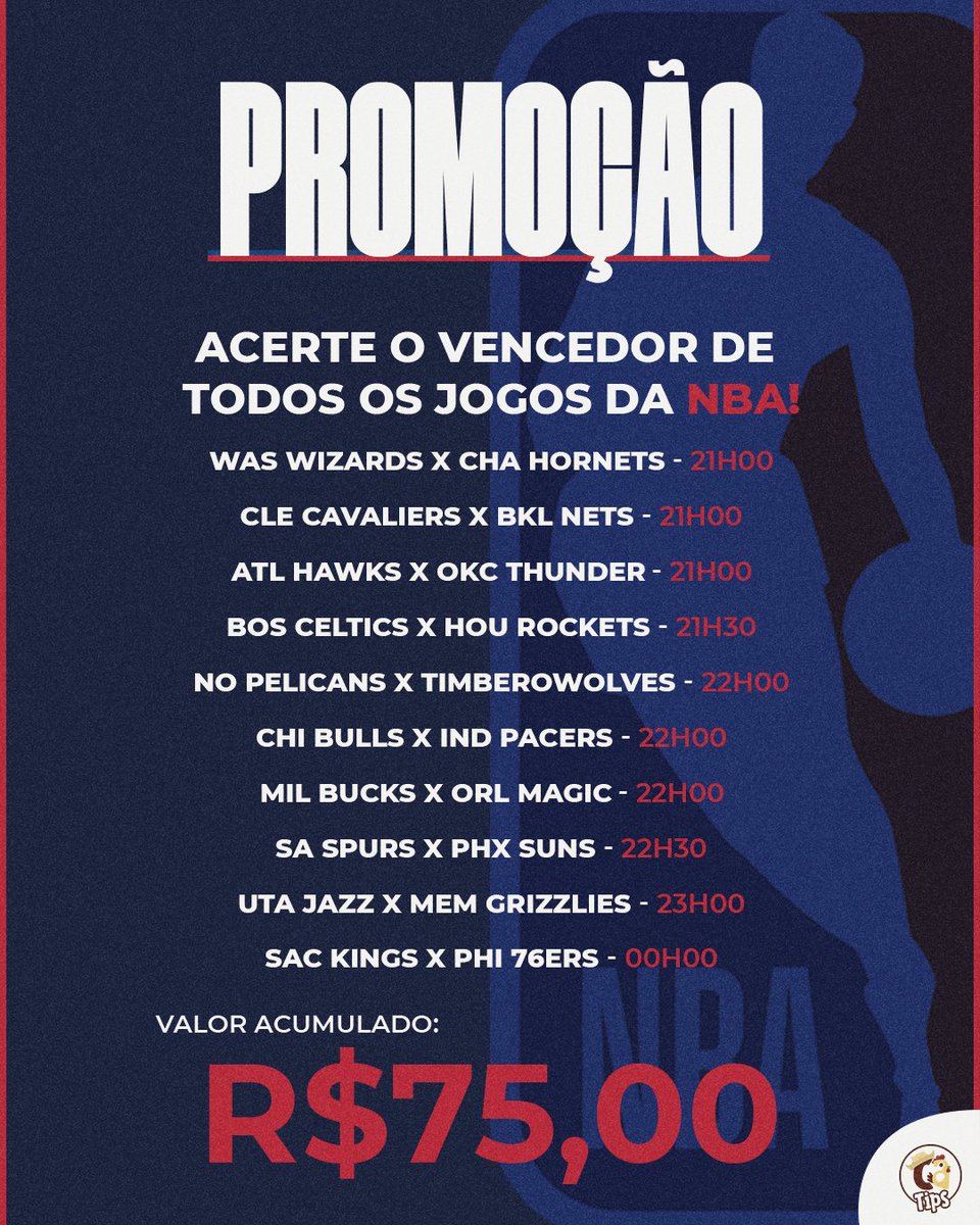 CaipiraTips's tweet photo. 🏀PROMOÇÃO 🏀

Regras:
-Não tendo acerto, vamos acumular +R$25,00
-Faremos a promoção todos os dias
- 1 palpite por pessoa
-Mais de 1 ganhador, vamos pro sorteio
- ❤️,🔁 e seguir aqui!
 Boa sorte!

*Temos uma múltipla no Telegram, onde você pode faturar sem apostar! Corre lá! https://t.co/VK8JsqjR13