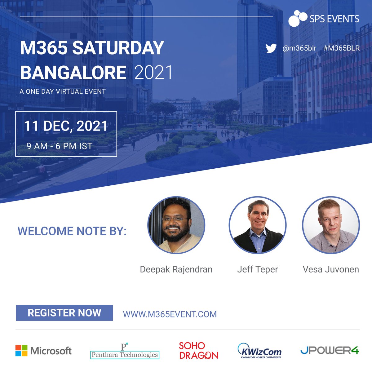 m365blr's tweet photo. Announcing and Welcoming the welcome note speakers for #M365BLR #India #2021
Register here: https://t.co/K9V06uowvT #m365blr2021
#microsoft365 #microsoftteams #spsevents #powerautomate #powerbi #vivaconnections #azure #jpower4 #SoHodragon #KWizCom #PentharaGalaxy #mvpbuzz #mvp https://t.co/aV31am9eFN