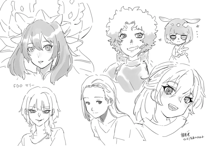 らくがき。女の子がちょっとわかってきた…かもしれない。この系統の顔が描きやすい気がする。 