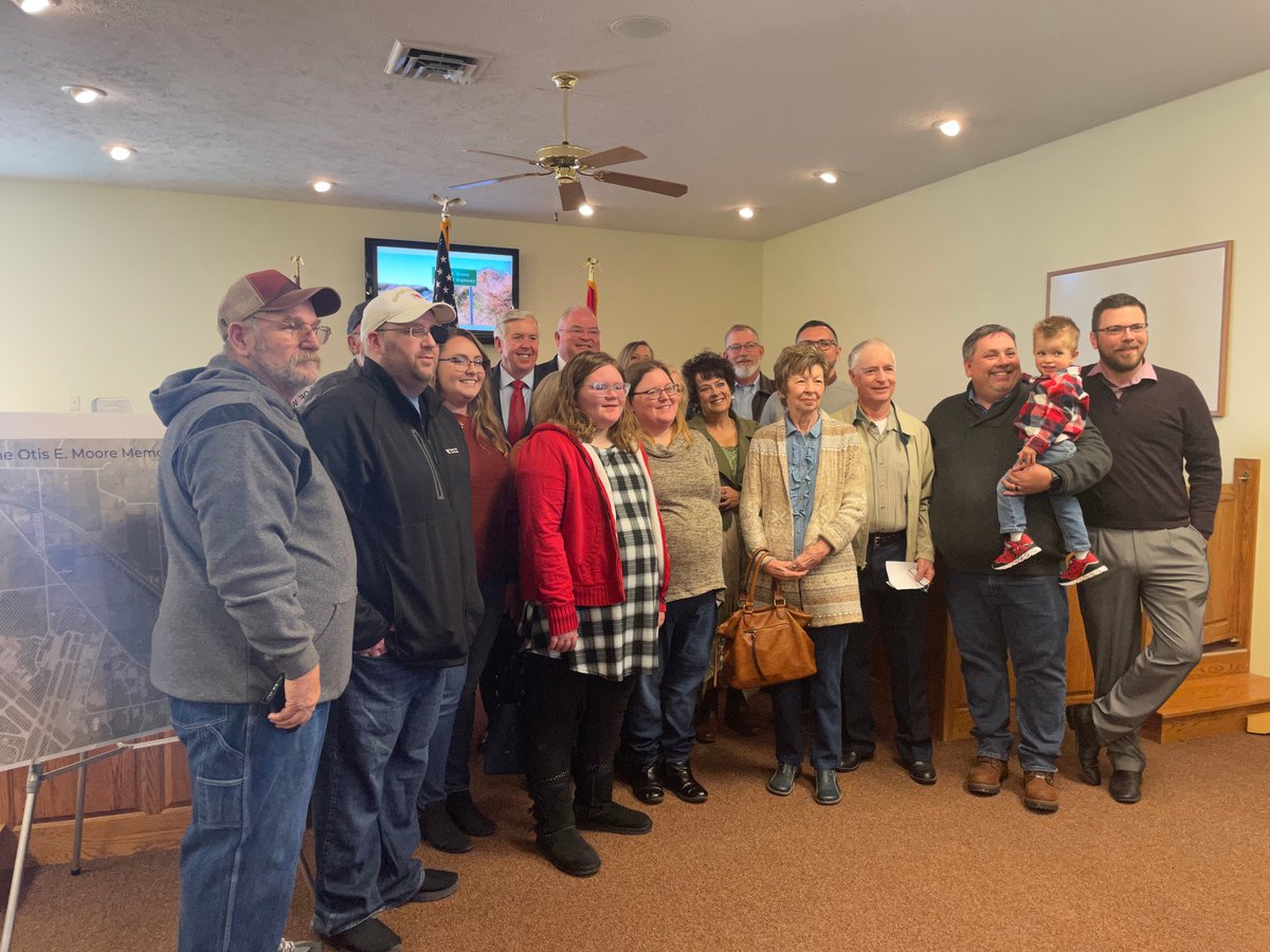 GreeneCountyMO's tweet photo. Commissioner Rusty MacLachlan attended a ceremony in Willard this morning that designated a portion of U.S. State Highway 160 in Greene County as the "Otis E Moore Memorial Highway.” https://t.co/iRU9g2bMmV