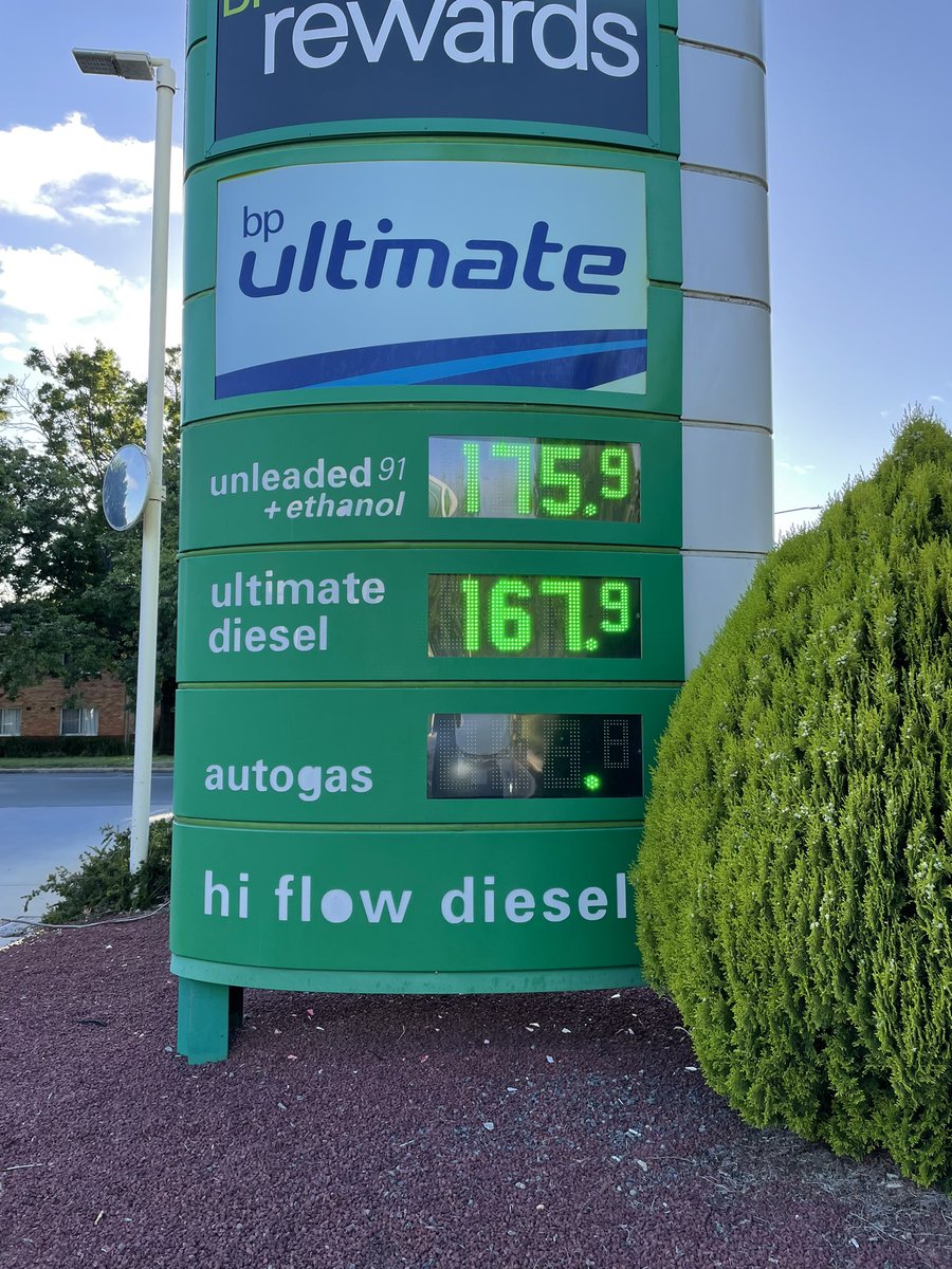 Petrol prices this morning in Canberra. Who remembers when petrol was under a dollar a litre?