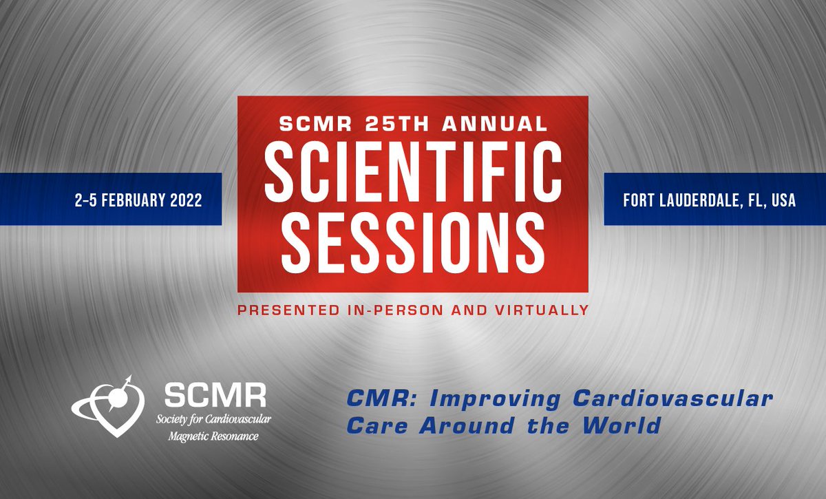 Registration for the SCMR 25th Annual Scientific Sessions is now open! #SCMR22 will be held 2 Feb. to 5 Feb. 2022 both in-person in Fort Lauderdale, FL, USA, and virtually. Register today to join us for this premier #CMR event: bit.ly/2ZbFXXZ