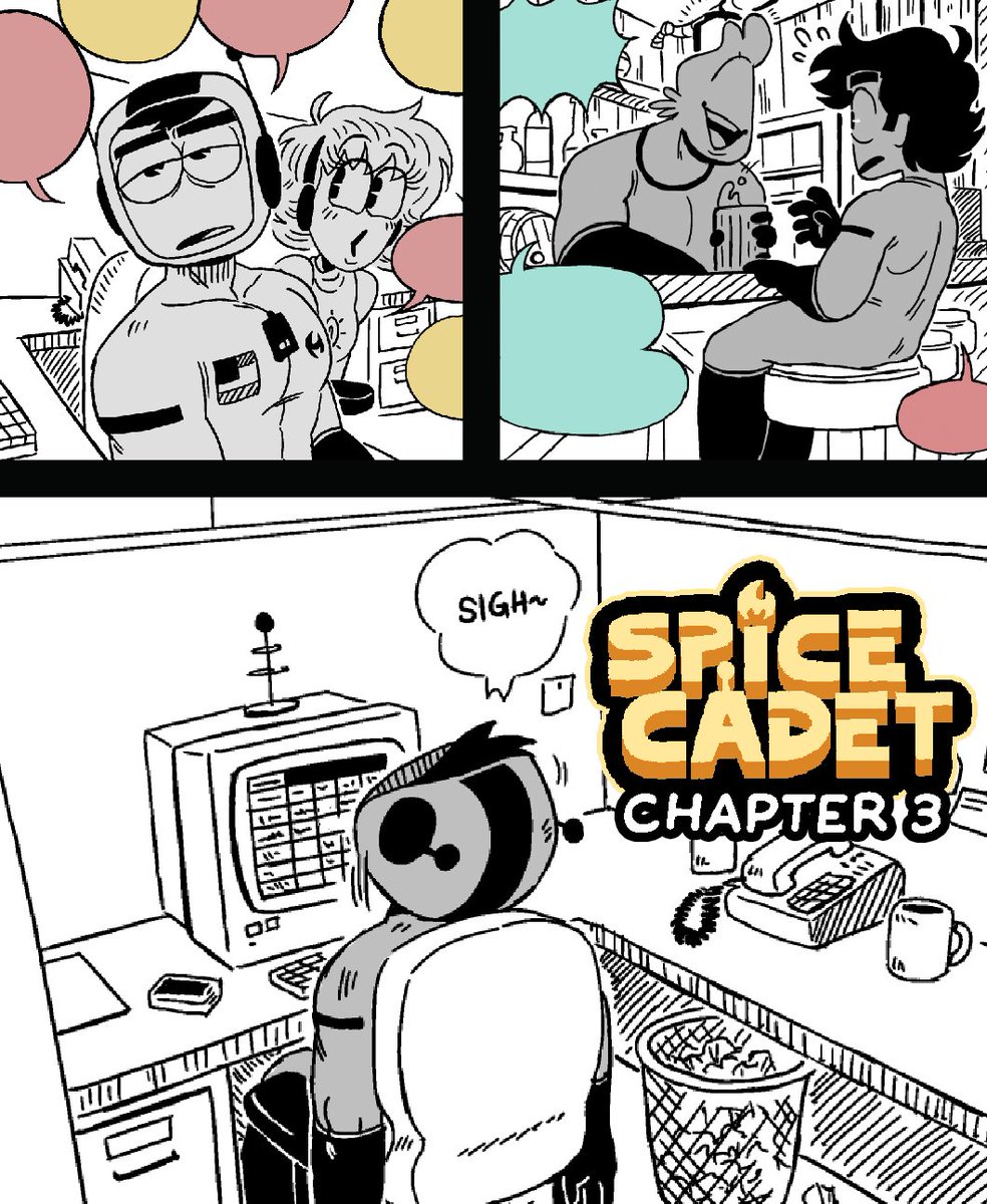 🔥💧☀️💜
Spice Cadet Chapter 3 has hit the ground running at 9 pages in and is updating weekly!
Along with the 2 previous chapters, theres 60+ pages of Spice Cadet to read through right now! (along with a lotta bonus content)
Check it out below :)