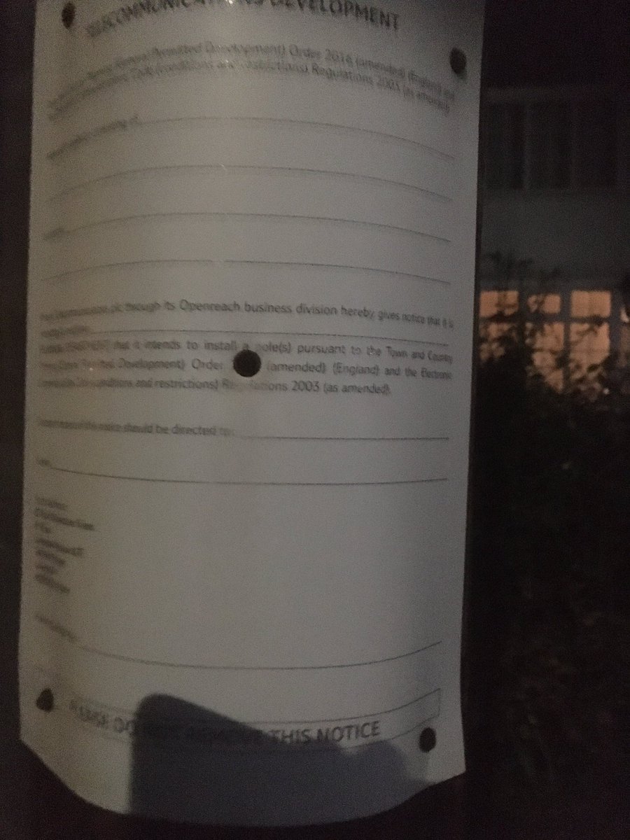 RachelM32640233's tweet photo. @OpenreachHelp This sheet of paper has been stuck on a lamp post in my street. It has absolutely no details regarding any planned work on it. Please can you help. Who can I speak to about it? https://t.co/l68fnYvAjQ