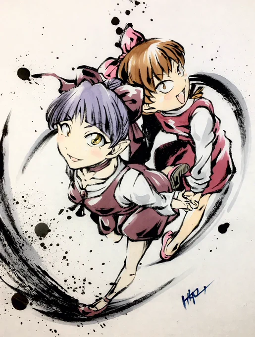 墨絵「Wねこ娘」第5期&amp;第6期

#ゲゲゲ忌2021 #ゲゲゲの鬼太郎 #墨絵 