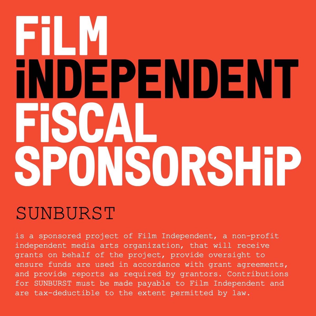 WadeInWaterFilm's tweet photo. HUGE NEWS!!! Our next feature, SUNBURST, is now a sponsored project of Film Independent. In the coming days, we'll be releasing more information about the film as well as how you can make a 501(c)(3) tax-deductible donation to the project beginning on Wednesday, December 1st! https://t.co/YeDdt1t9kA