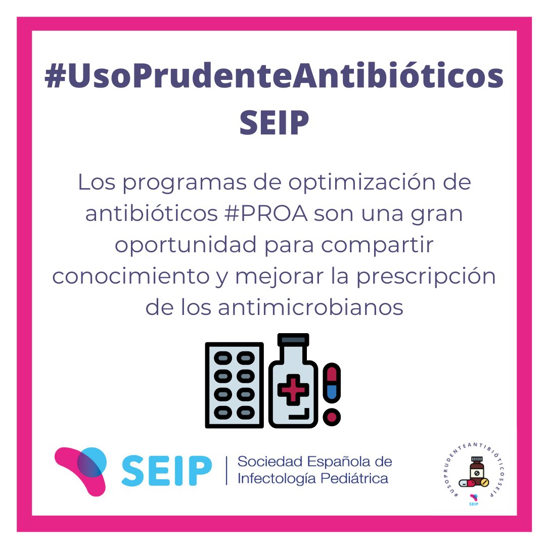 seipweb's tweet photo. #UsoPrudenteAntibióticosSEIP #PROA_SEIP Los programas de optimización de antibióticos #PROA son una gran oportunidad para compartir conocimiento y mejorar la prescripción de los antimicrobianos. https://t.co/W4pSEzjCQ1 https://t.co/Q8qDfSov5O