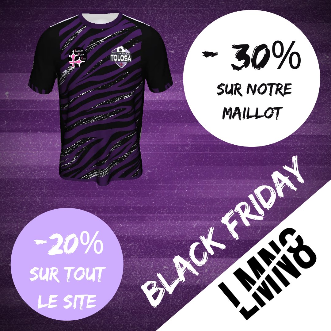 VSTolosa's tweet image. Hello les gamers c'est le #BlackFriday chez notre partenaire @eliminate_fr
Bénéficiez de -30% sur notre maillot et -20% sur toute la boutique 
Du 𝗟𝗨𝗡𝗗𝗜 𝟮𝟮 𝗡𝗢𝗩𝗘𝗠𝗕𝗥𝗘 jusqu'au 𝗟𝗨𝗡𝗗𝗜 𝟮𝟵 𝗡𝗢𝗩𝗘𝗠𝗕𝗥𝗘 à 00H00...
⬇️⬇️⬇️⬇️⬇️⬇️⬇️⬇️⬇️⬇️⬇️
eliminate.fr/produit/virtua…