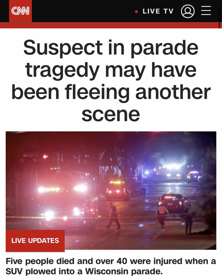 bgmasters's tweet image. The real headline is “Black felon, released days ago on $1,000 bail, kills 5 and injures 40 by driving SUV into Christmas parade.”

Instead, they want you to believe that Kyle Rittenhouse, acquitted by a jury, is the real threat to society.

Is this “racial equity”?