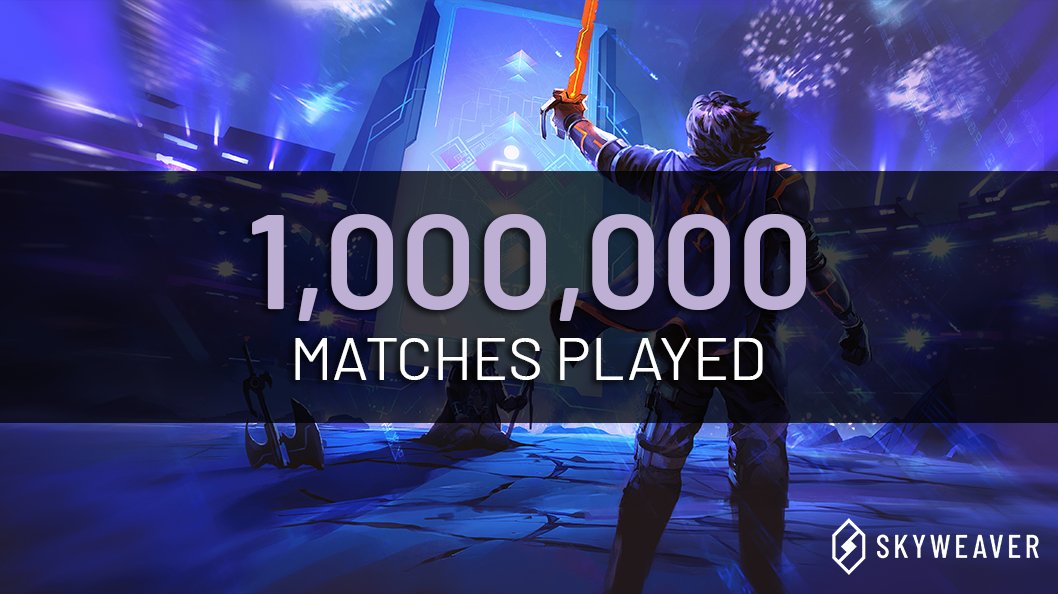 SkyweaverGame's tweet photo. We reached 1,000,000 matches played over the weekend! 🥳🎆 A big thanks to all our players around the world for making this happen! Let's see if we can top this number during Soft Launch, starting this Thursday! 😃 #community #MilestoneMoment #Skyweaver https://t.co/pf6HN7yRBH