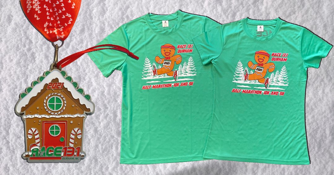 race131's tweet photo. Join us at Race 13.1 Durham half marathon, 10k &amp; 5k on December 4 for a race full of holiday cheer! All participants will receive the tech tee &amp; only half marathon runners will earn the finisher medal. 

Register today before prices increase on Monday, November 29 at 11:59 PM! https://t.co/R4K0Jfl65B