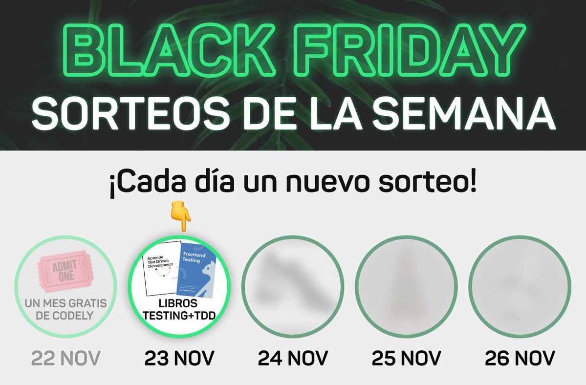 CodelyTV's tweet image. ¡Sorteo de 1 pack de Libros de Testing y TDD!
🔄 Aprende TDD de @talkingbit1 
🖼️ Frontend Testing de @iagolast 
Puedes participar aquí 👉 gleam.io/7Og9n/sorteamo…
Haremos el sorteo en directo mañana en YouTube youtube.com/CodelyTv