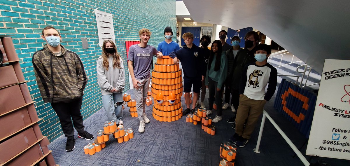 GBSEngineering's tweet photo. Our PLTW Introduction to Engineering Design CANstruction projects for the 2021-22 school year!
#GBSNOW #D225NOW https://t.co/uyB4pddBrv