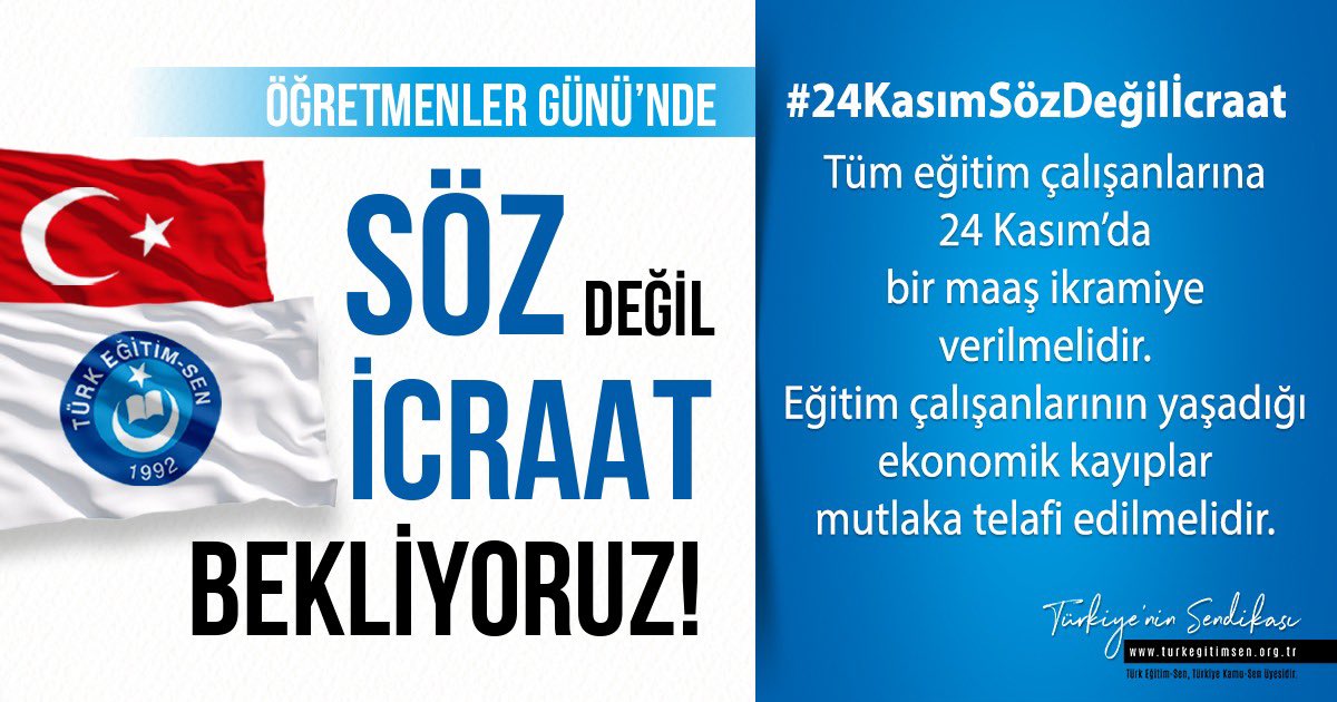 TalipGeylan06's tweet photo. Öğretmenler Günü’nde tüm eğitim çalışanlarına BİR MAAŞ tutarında ekonomik destek verilsin.
#24KasımSözDeğilİcraat
@tcbestepe 
@meb https://t.co/W1BcpUXr2T
