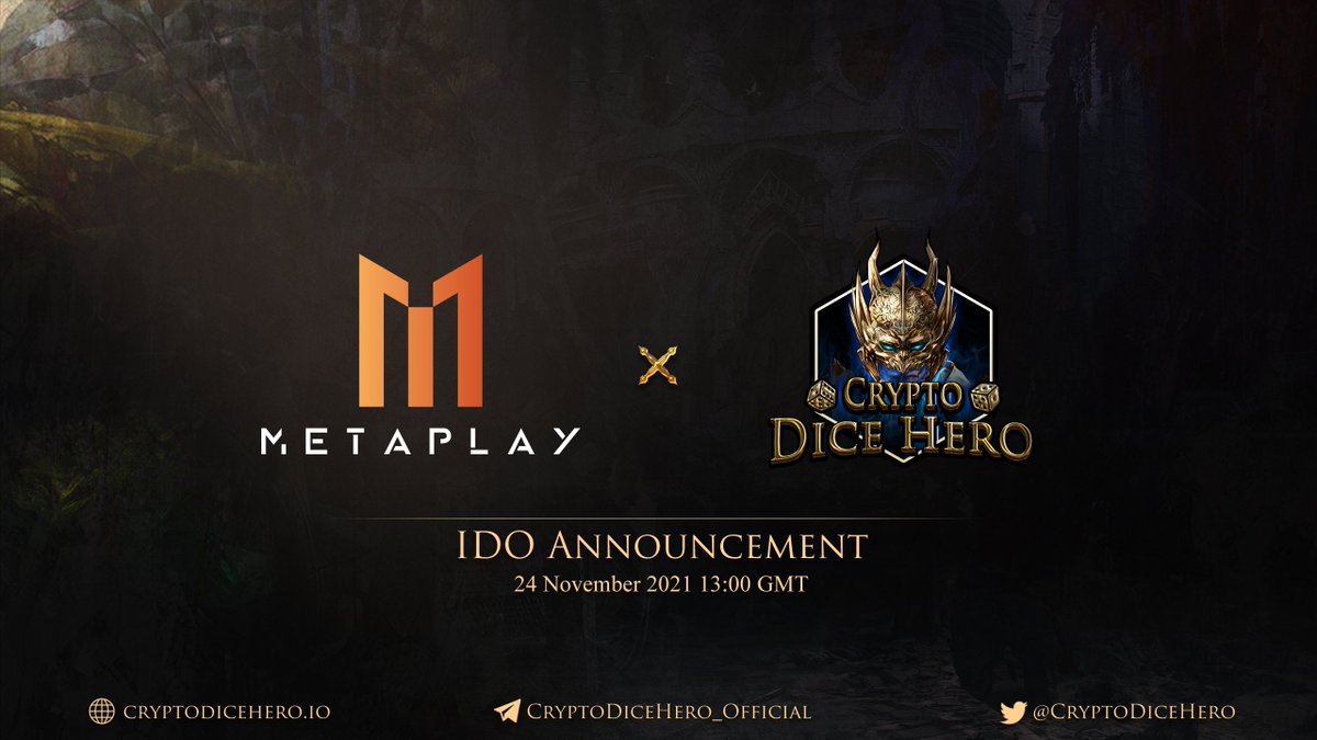📣IDO Announcement

🎲Hey Dice Heroes!

🚀We’re happy to announce we’ll be launching our $HRO IDO at @METAPLAYio  on 24th Nov.

🔥Please visit meta-play.app/play-pad for more information on how you’re able to participate in our IDO!